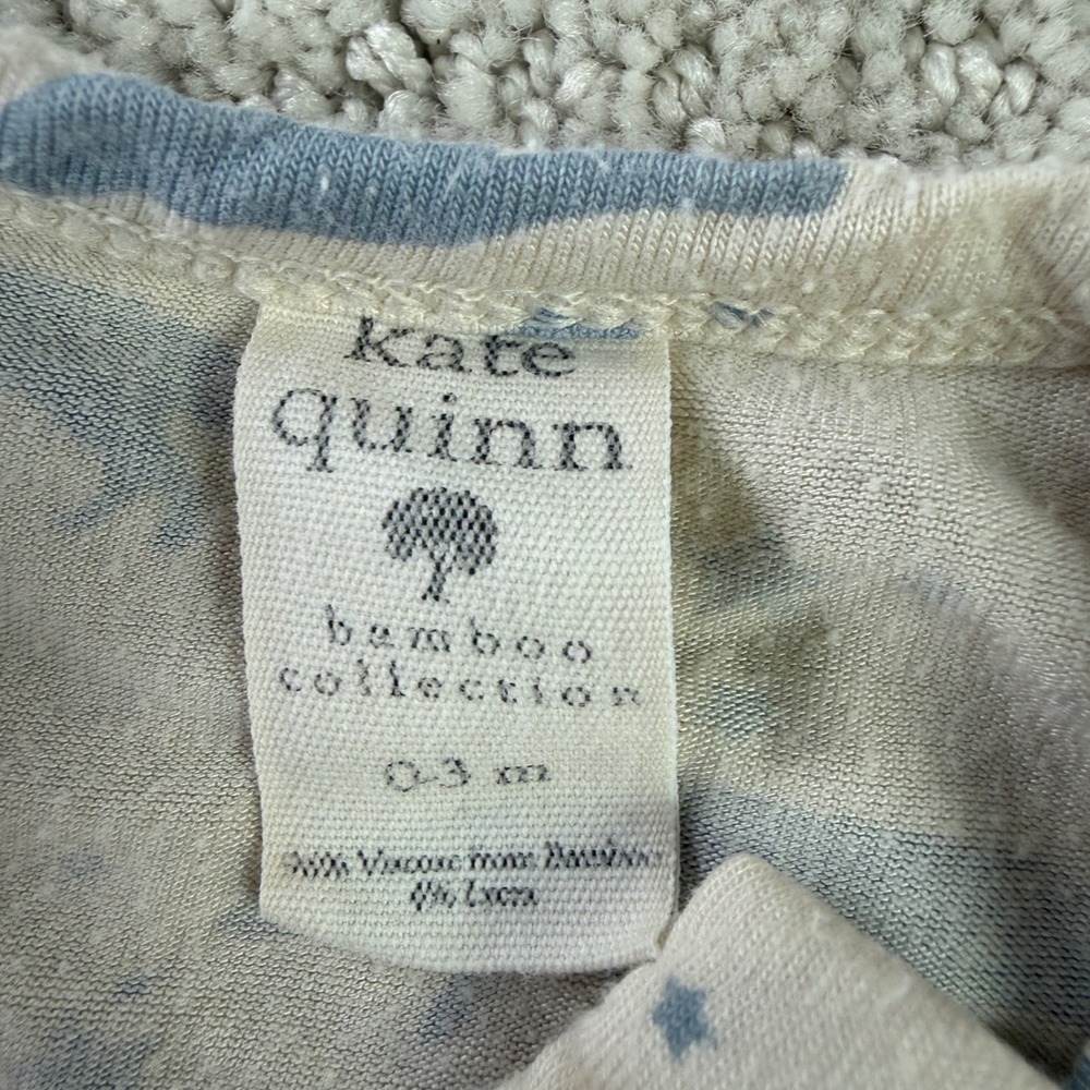 Kate Quinn Bamboo Fox Moon Romper Kids 0-3M Cream Blue Long Sleeve Snaps 12612 - Picture 6 of 7